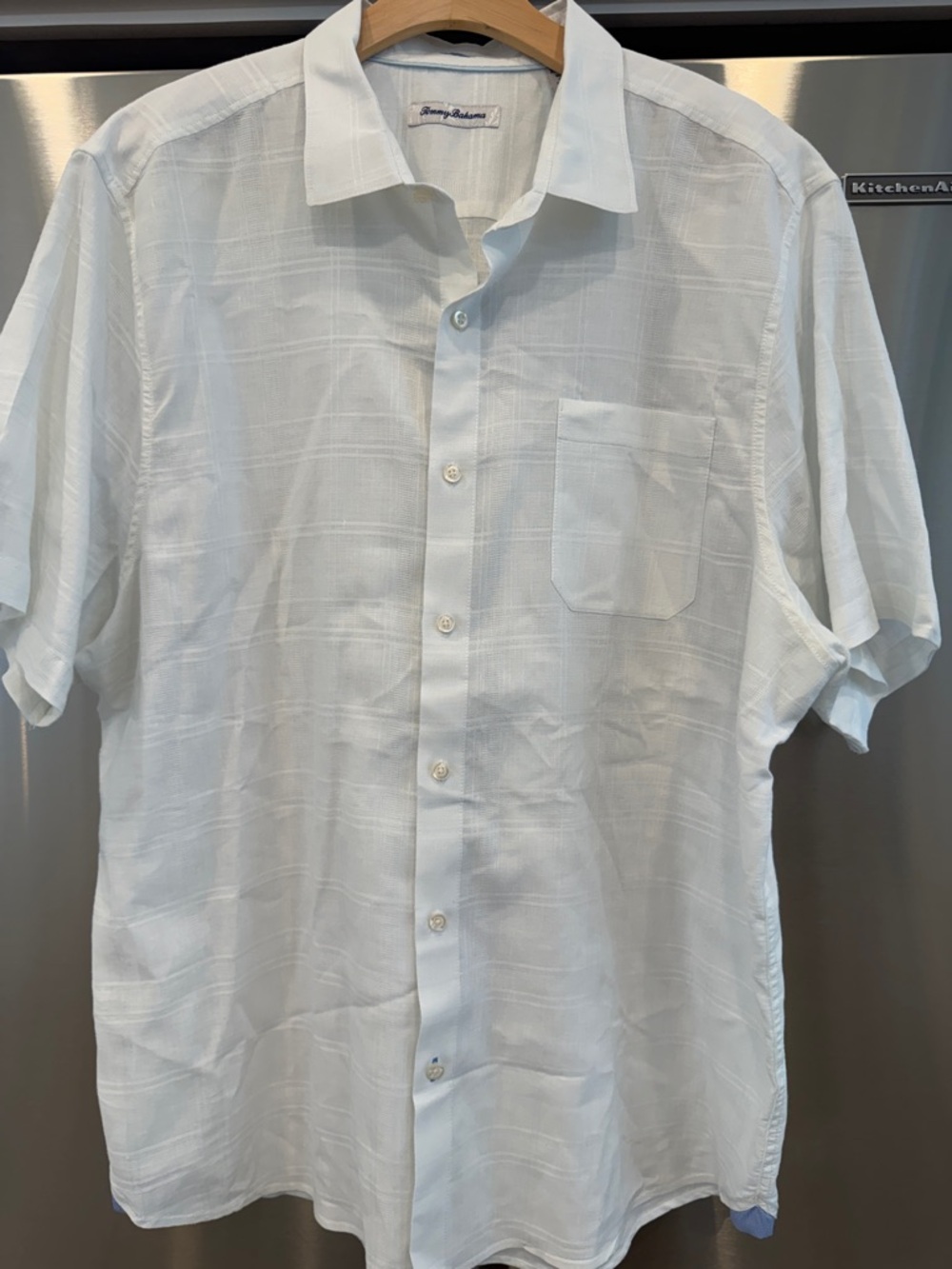 Tommy Bahama White Short-Sleeve Linen-Texture Button-Down Shirt